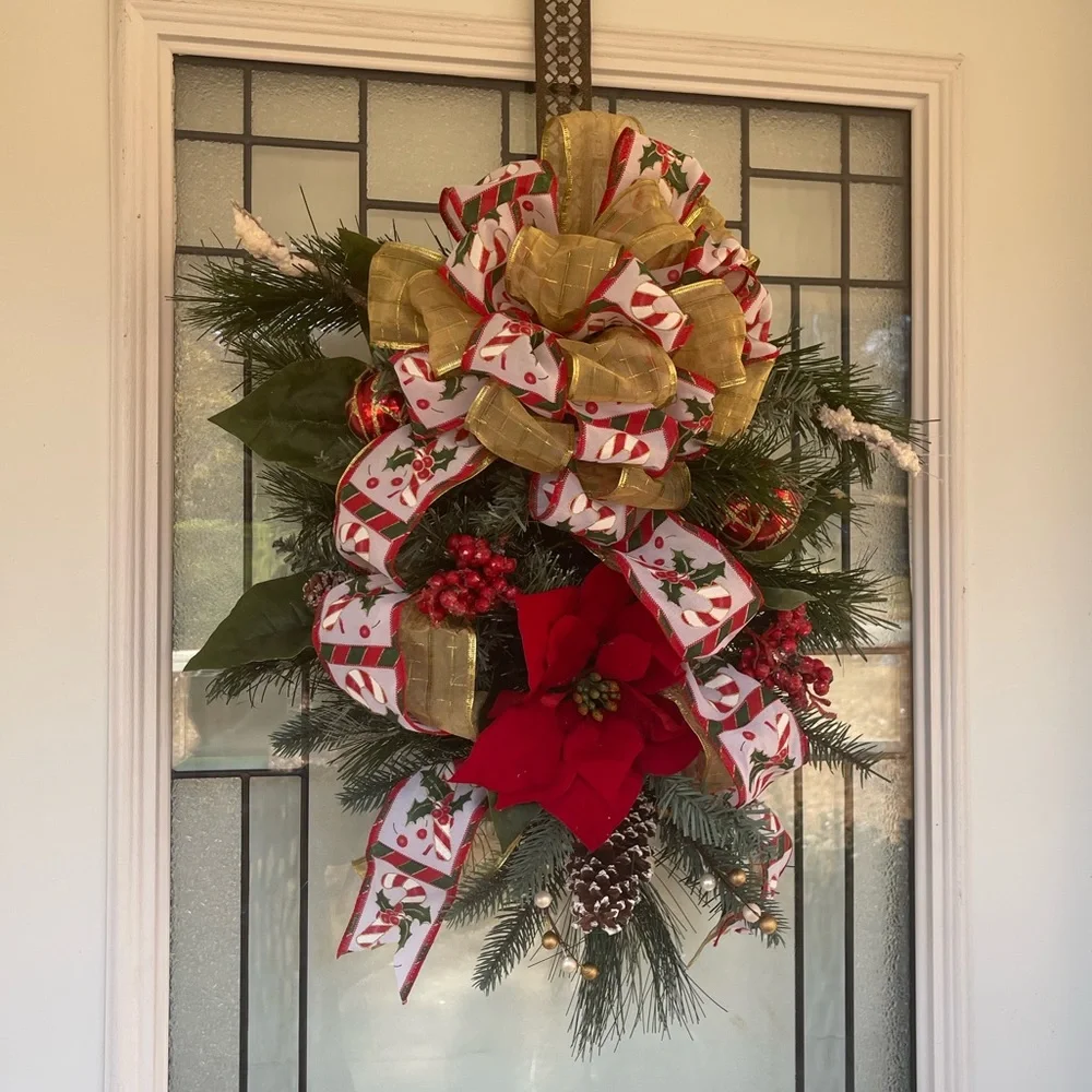**NWT Poinsettia Swag Holiday Christmas Front Door Decor